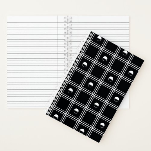 White and Black Half Circle Plaid Pattern Notebook