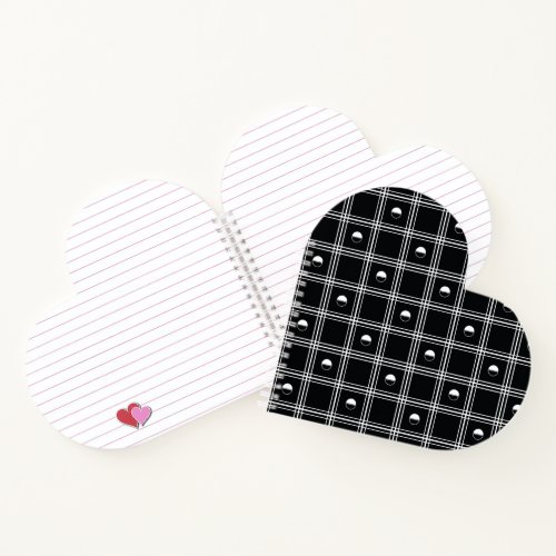 White and Black Half Circle Plaid Pattern Notebook