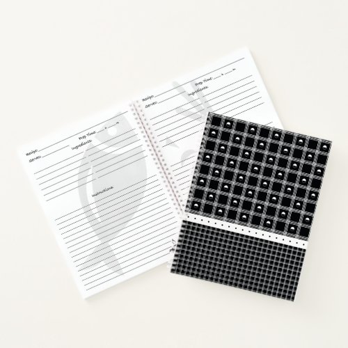 White and Black Half Circle Plaid Pattern Notebook
