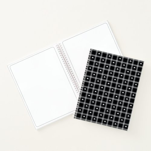 White and Black Half Circle Plaid Pattern Notebook