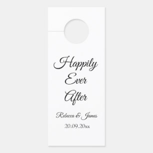 White and Black Happily Ever After Wedding Favor Door Hanger