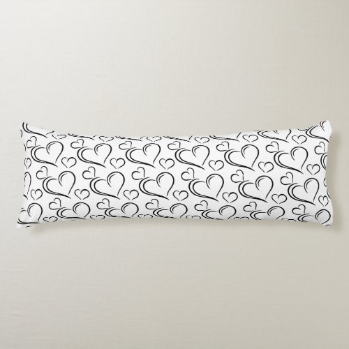 White and black heart body pillow