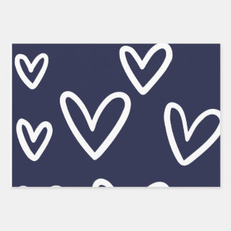White and Black Heart Pattern Wrapping Cover Wrapping Paper Sheets