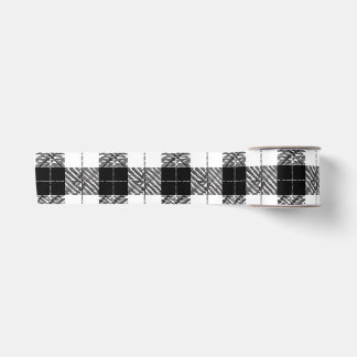 White and Black Herringbone Tartan Ribbon