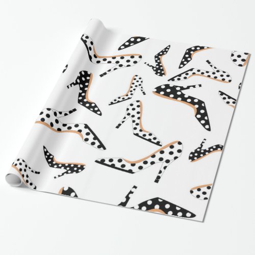 White and Black High Heels Wrapping Paper