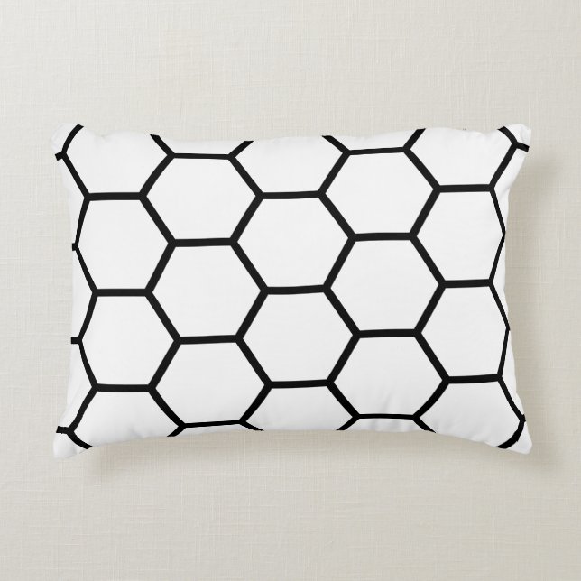White and Black Honeycomb Accent Pillow (Front)