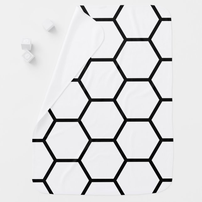 White and Black Honeycomb Baby Blanket (In Situ)