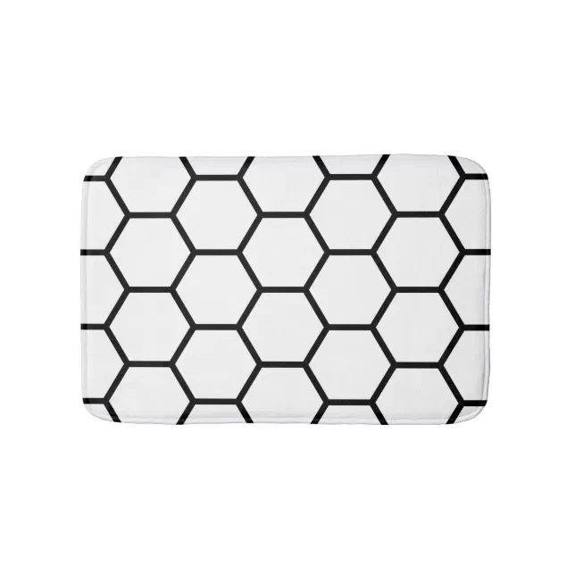 White and Black Bath Mat Zazzle