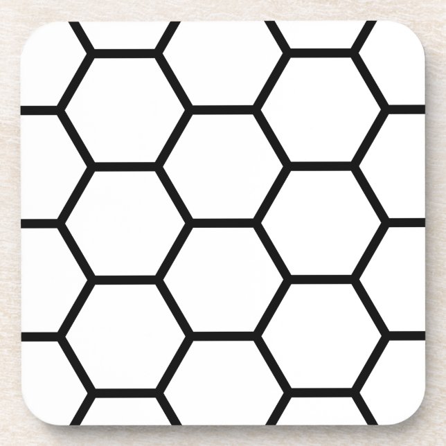 White and Black Honeycomb Beverage Coaster (Front)