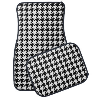 White and Black Houndstooth Car Floor Mat