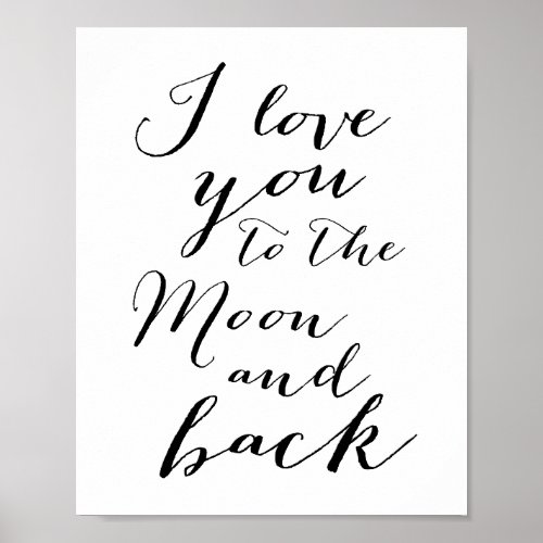 White And Black I Love You Poster Matte 8x10