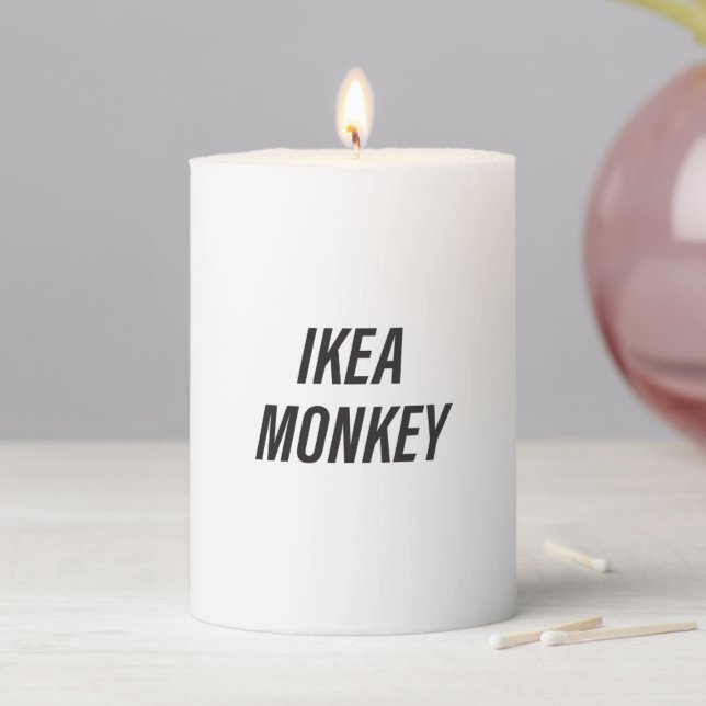 White and Black Ikea Monkey Pillar Candle (In Situ)