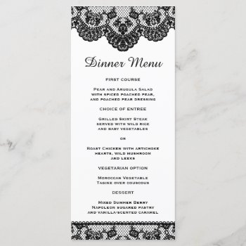 White And Black Lace Slim Dinner Menu by prettypicture at Zazzle