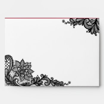 White And Black Lace Wedding Envelopes by NouDesigns at Zazzle