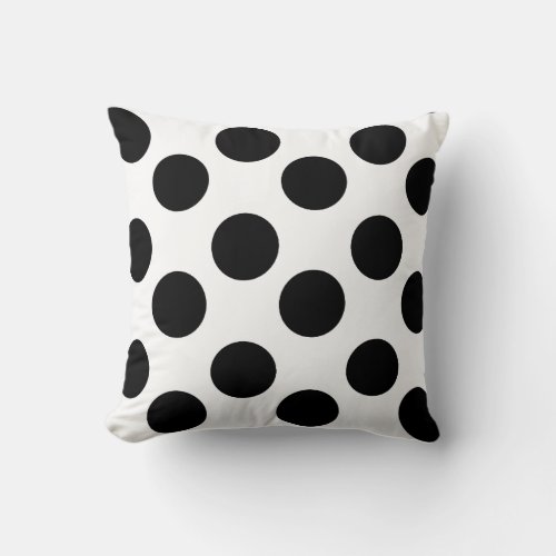 White and Black Large Polka Dot Accent Pillow