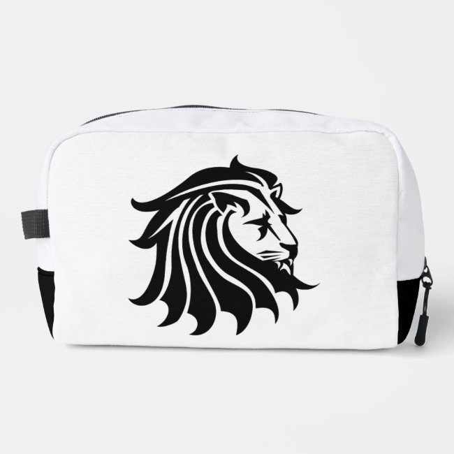 White and Black Lion Silhouette Dopp Kit Bag