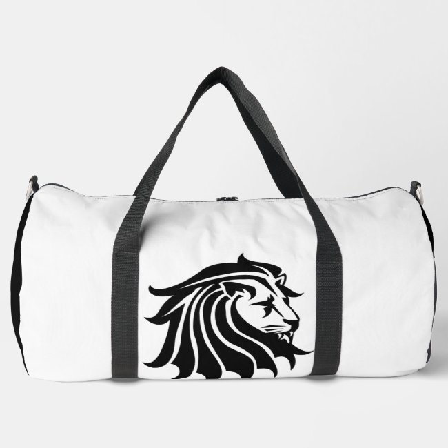 White and Black Lion Silhouette Duffel Bag