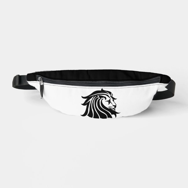 White and Black Lion Silhouette Fanny Pack