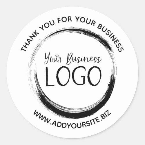 White and Black Logo Thank You for Your Business Classic Round Sticker