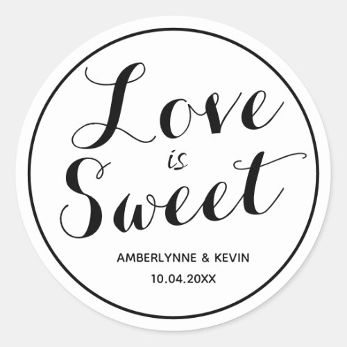 White and Black Love is Sweet Classic Round Sticker