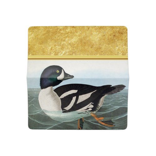 White and Black mallard ducks swimming in water Checkbook Cover