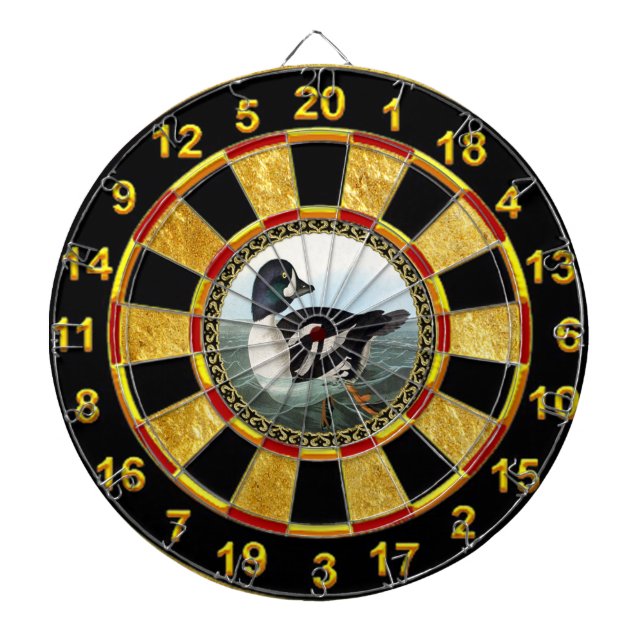 White and Black mallard ducks swimming in water Dart Board (Front)