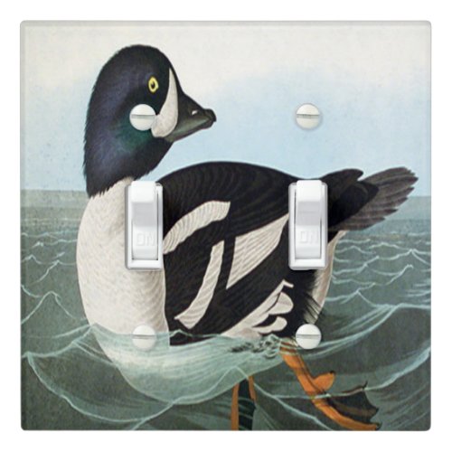 White and Black mallard ducks swimming in water Light Switch Cover