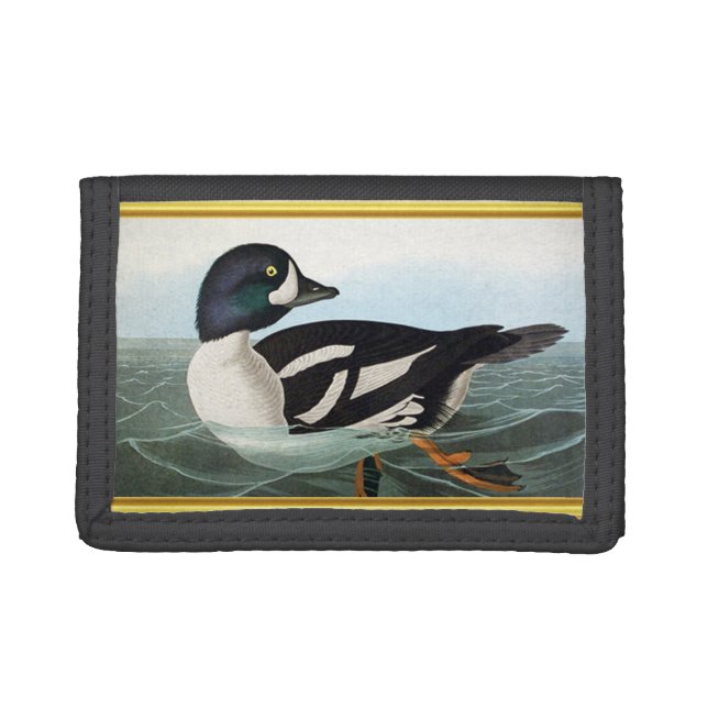 White and Black mallard ducks swimming in water Trifold Wallet (Front)
