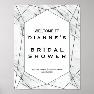 White and Black Marble Bridal Shower Welcome Poster