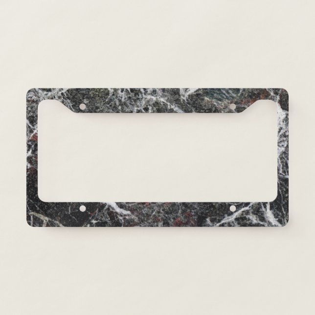 White And Black Marble Stone Pattern License Plate Frame (Front)