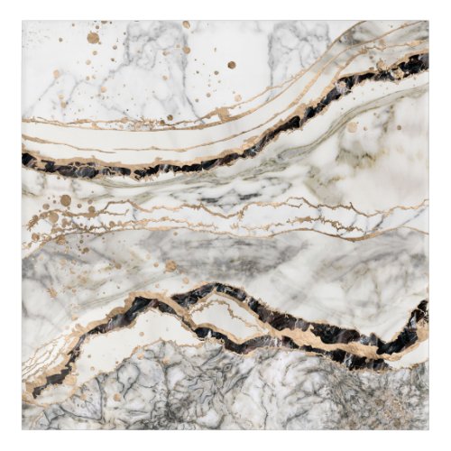 White and Black Marble Textures Abstract Acrylic Print
