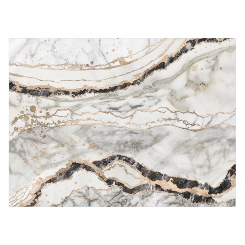 White and Black Marble Textures Abstract Tablecloth