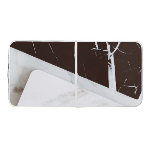 White and Black Marble Tiles Beer Pong Table