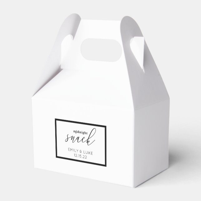 White and Black Midnight Snack Custom Wedding  Favor Boxes (Front Side)