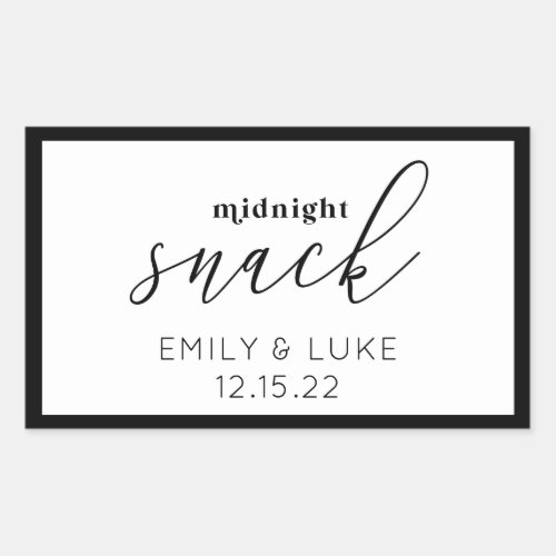 White and Black Midnight Snack Custom Wedding Rectangular Sticker