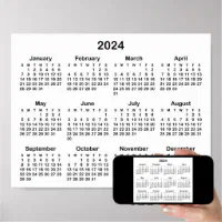 Calendar 2024 B&W Personal Affiche