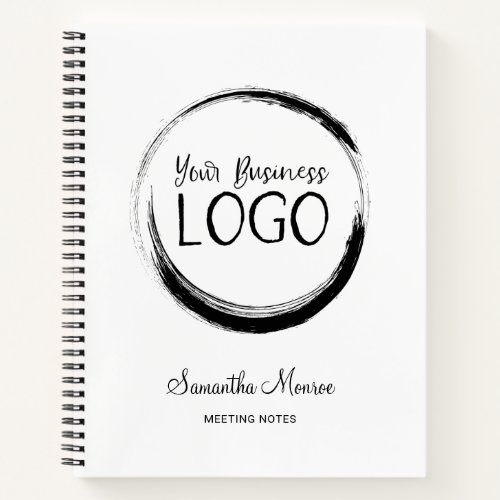 White and Black Minimalist Business Logo Meeting Notebook