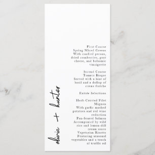 White and Black Minimalist Handwritten Menu Card