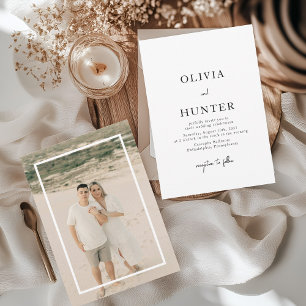 White and Black Minimalist Photo Wedding Invitation
