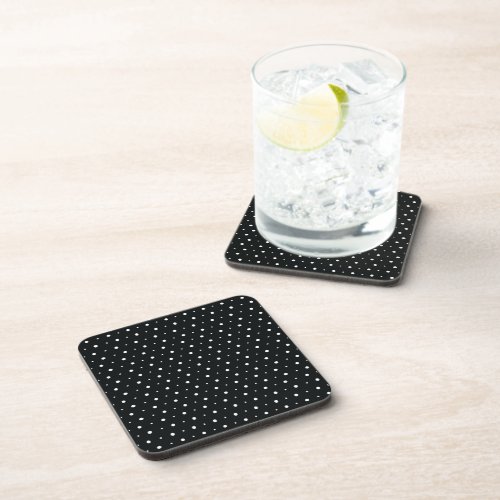 White and Black Minimalist Polka Dots h11 Beverage Coaster