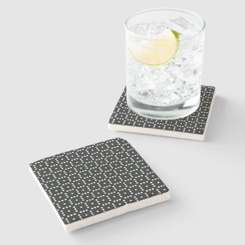 White and Black Minimalist Polka Dots h3 Stone Coaster