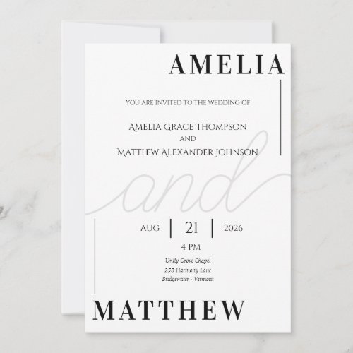 White and Black Minimalistic Wedding Invitation