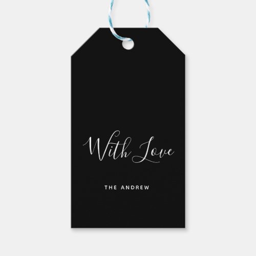 White and Black Minimalistic With Love Gift Tags