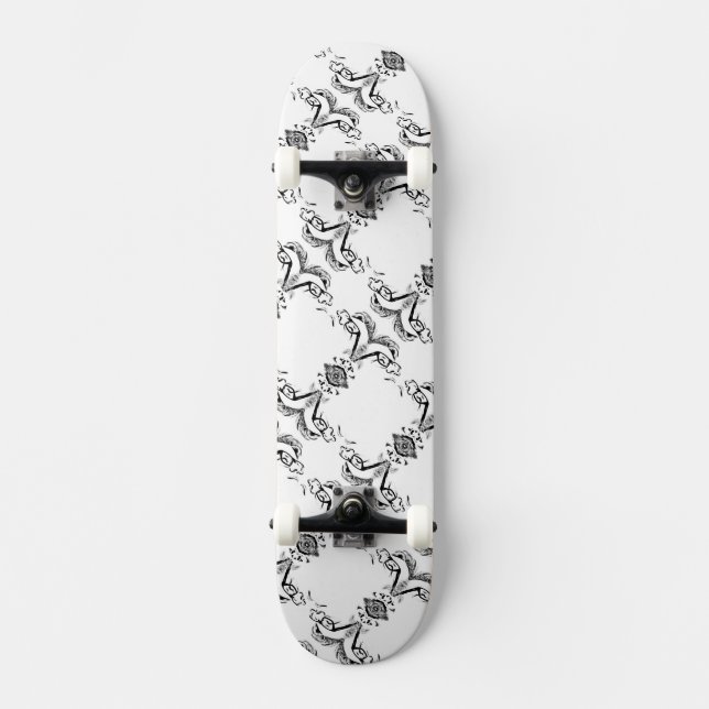 White and Black Mirrored Man HAMbWG Skateboard (Front)