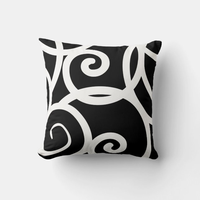 White and Black modern abstract designer pillow (Front)