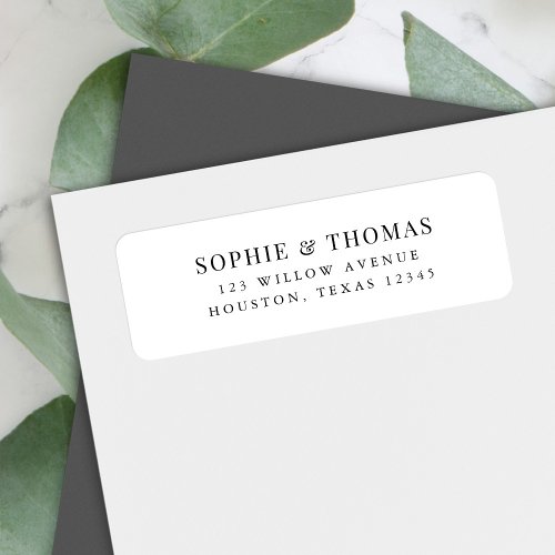 White and Black Modern Classic Return Address Label