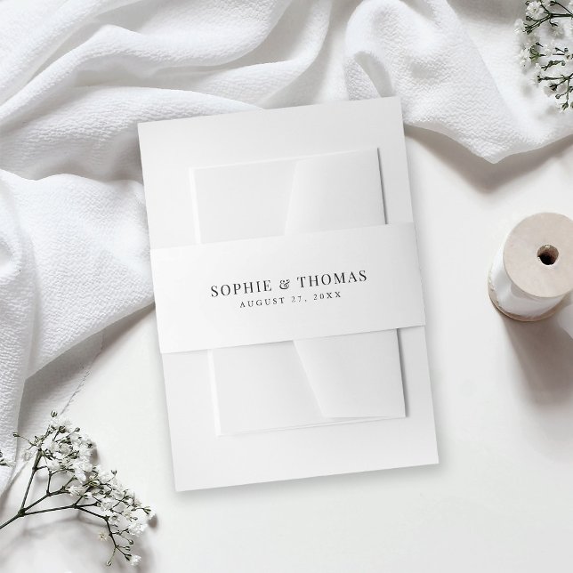 White and Black Modern Classic Wedding Invitation Belly Band (Creator Uploaded)