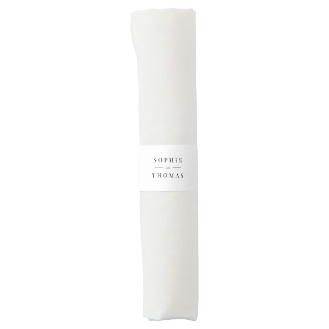 White and Black Modern Classic Wedding Napkin Bands (Front)