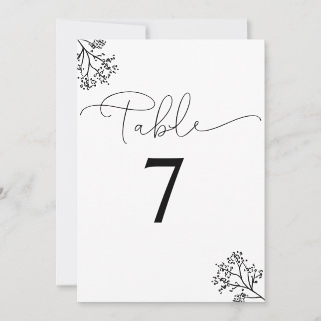 White and Black Modern Elegance table number (Front)