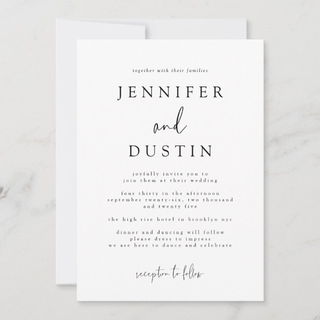 White and Black Modern Elegance Wedding Invitation (Front)